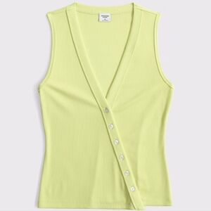 Chartreuse Asymmetrical Button Tank NWT